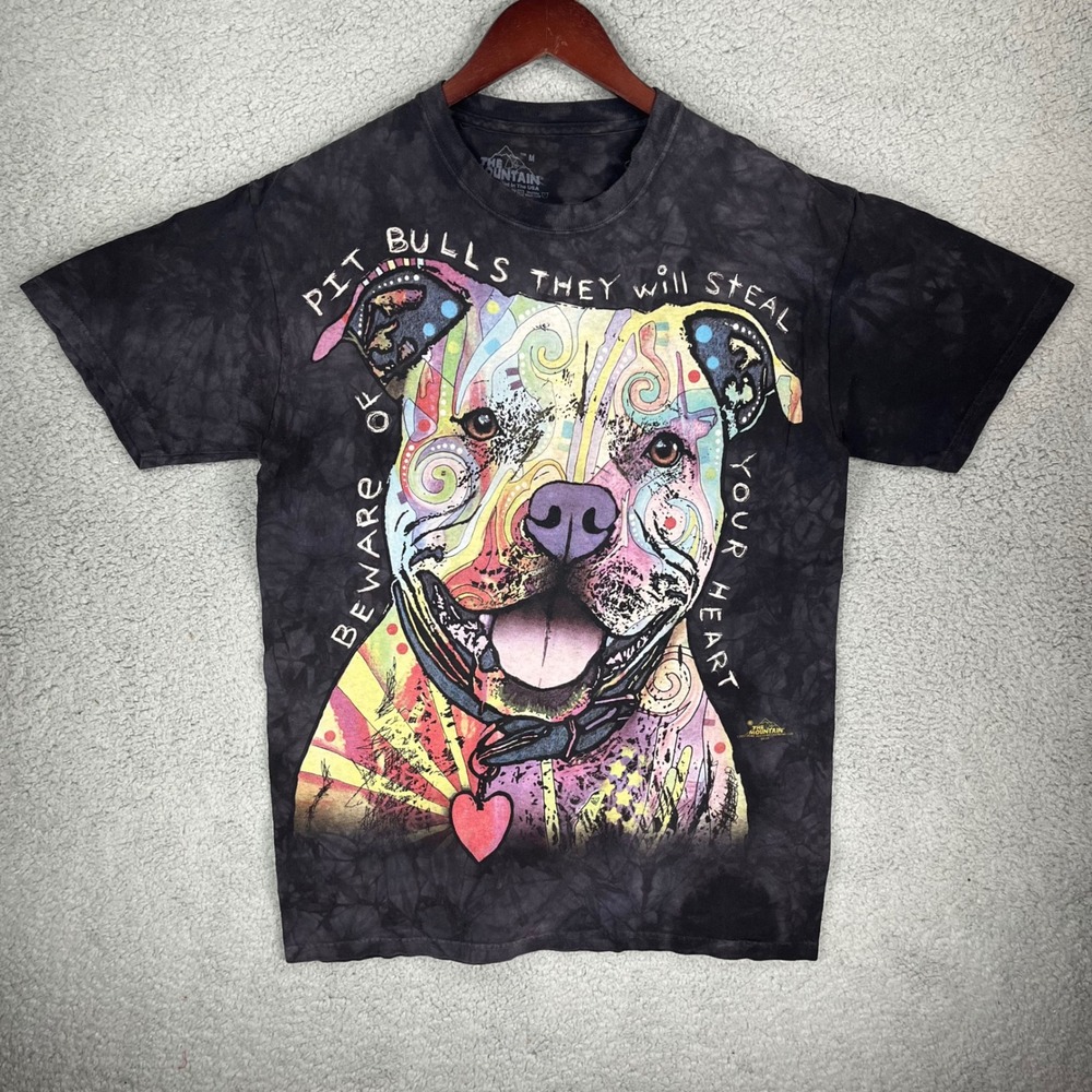 The Mountain Dean Russo Pit Bull Graphic Tie Dye T-Shirt Black Mens Medium
